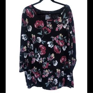 Terra & Sky floral long sleeve top 2X